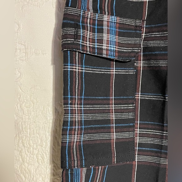 NWT Eddie Domani Men's Size 34 Shorts Black and Blue Plaid - Picture 3 of 9